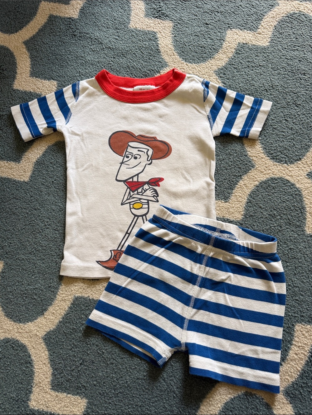 Boy’s Hanna Andersson Blue And White Striped Woody Pajamas